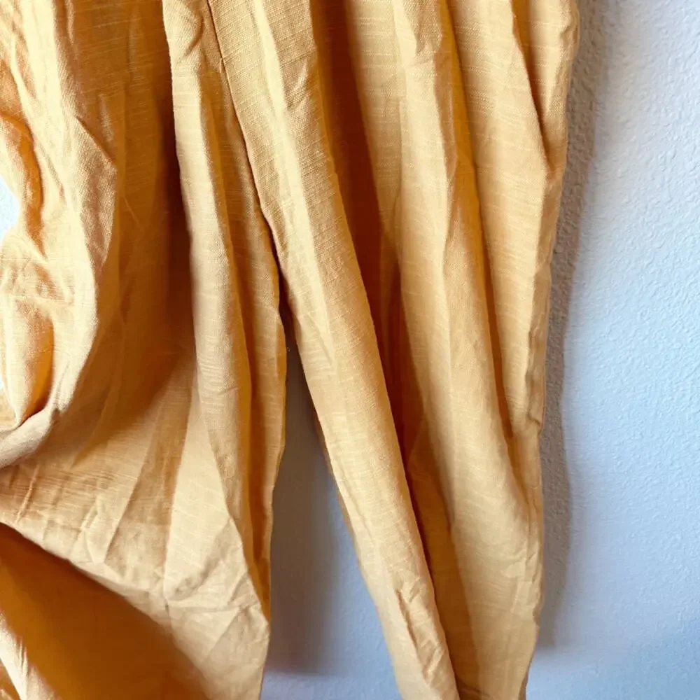 HYFVE Textured Wide Leg Overall Jumpsuit Mustard Yellow Small - Picture 8 of 10